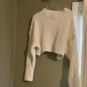 Elegant Ivory Cable Knit Sweater